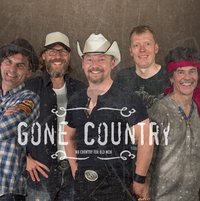 Bandfoto der Band Gone Country mit Aufschrift "Gone Country, no country for old men"
