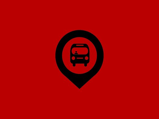 Symbol für Bus auf rotem Hintergrund
